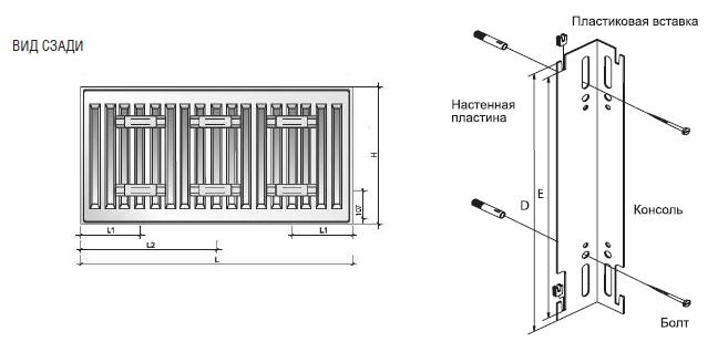 Монтажные размеры радиаторов отопления